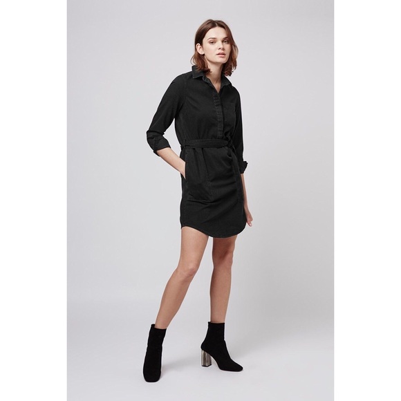 Black MOTO Topshop Clean Cotton Shirt Denim Dress - Picture 2 of 5